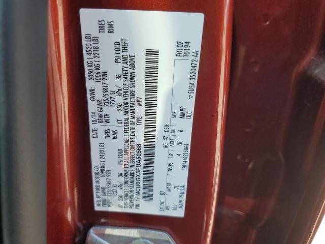 2015 Ford Escape Se VIN: 1FMCU0GX3FUA50568 Lot: 55152394