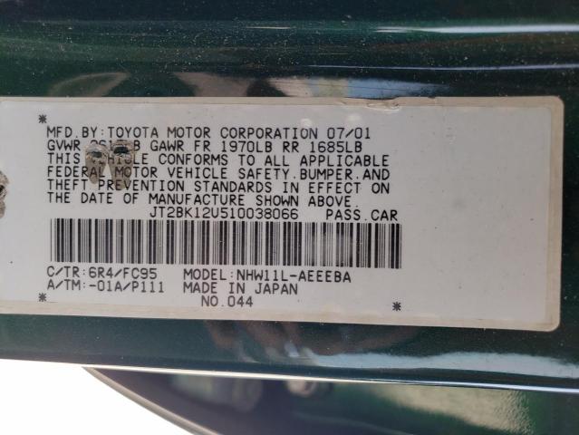 2001 Toyota Prius VIN: JT2BK12U510038066 Lot: 57347004