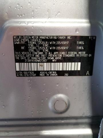 2017 Toyota Rav4 Le VIN: 2T3BFREV0HW572807 Lot: 54703264