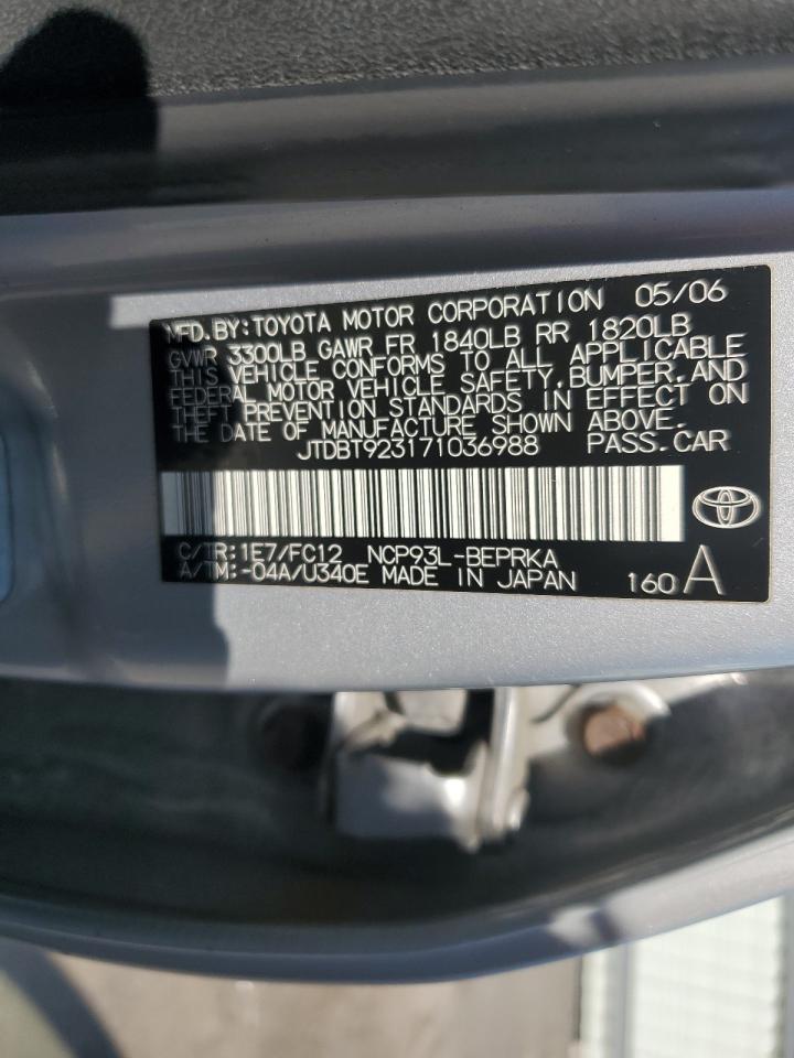 JTDBT923171036988 2007 Toyota Yaris