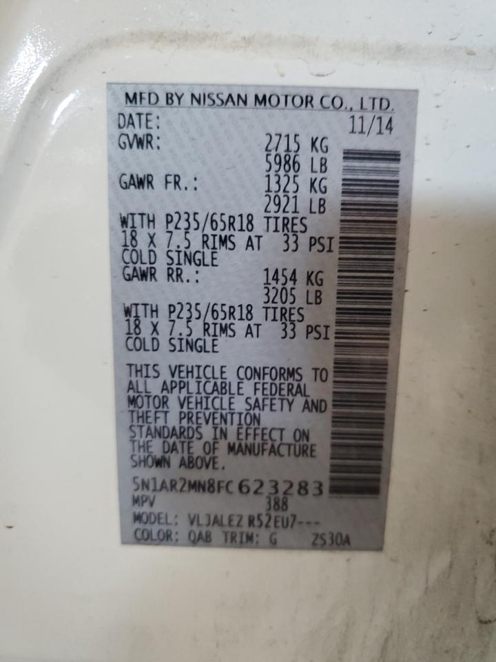 5N1AR2MN8FC623283 2015 Nissan Pathfinder S