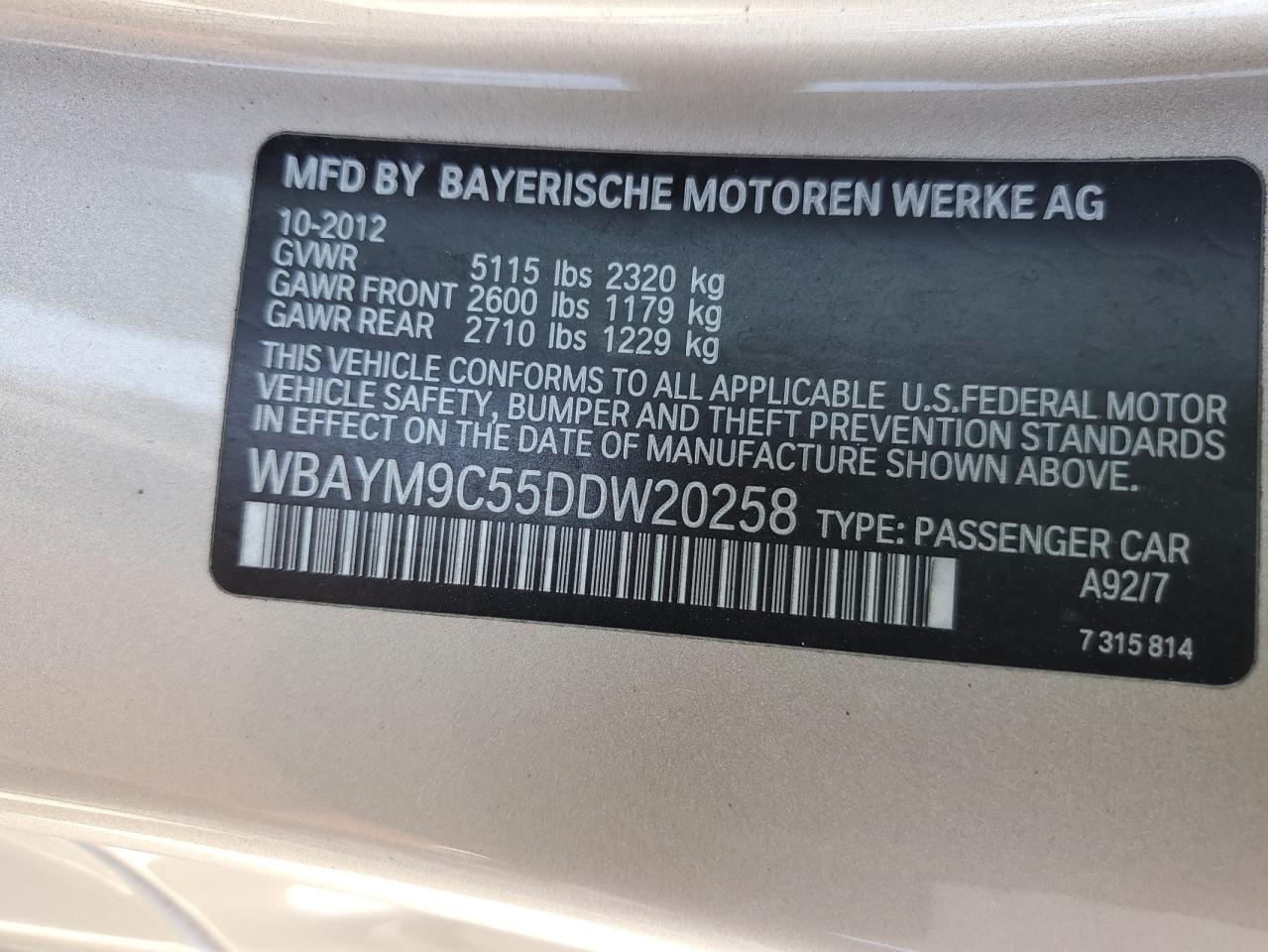 WBAYM9C55DDW20258 2013 BMW 650 I