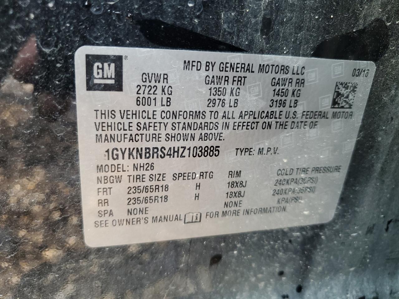 1GYKNBRS4HZ103885 2017 Cadillac Xt5 Luxury