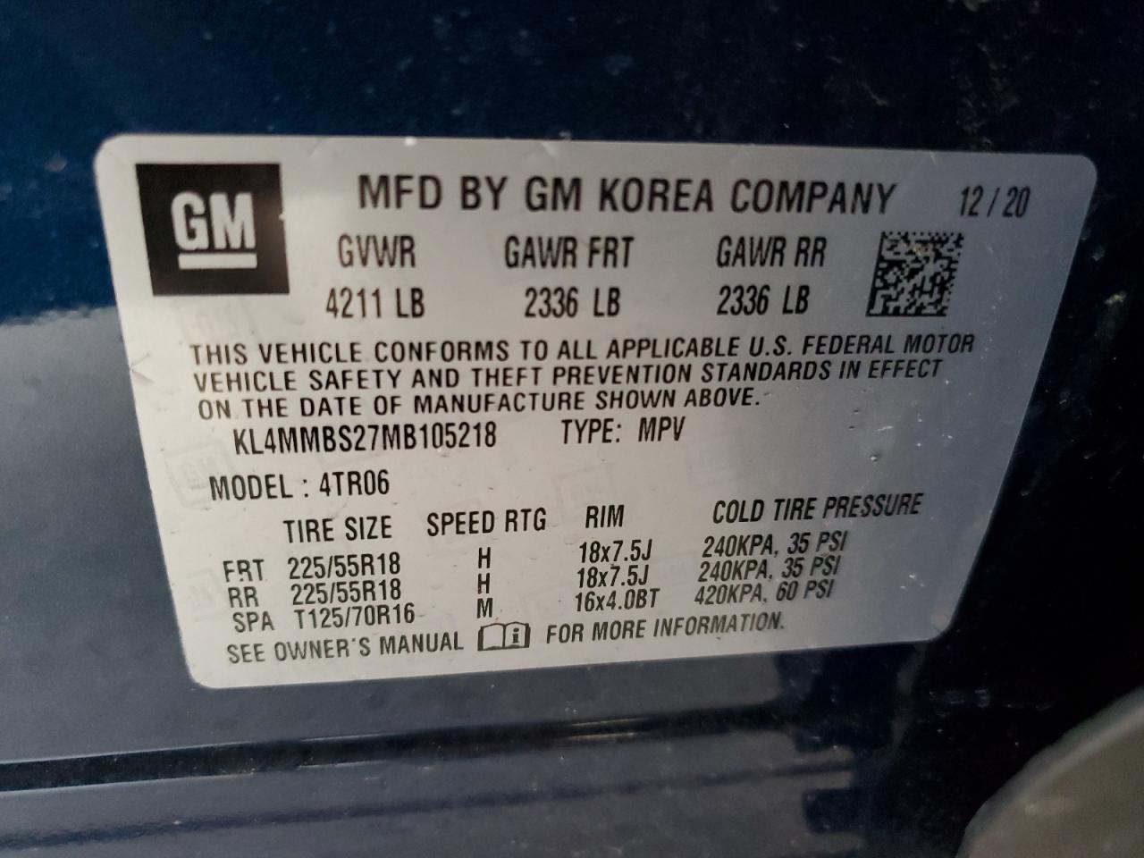 KL4MMBS27MB105218 2021 Buick Encore Gx Preferred