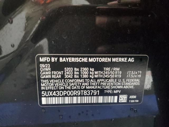 2024 BMW X3 Sdrive30I VIN: 5UX43DP00R9T83791 Lot: 54817624