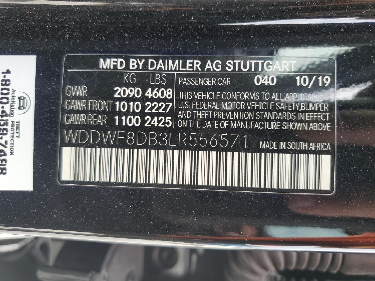 WDDWF8DB3LR556571 2020 Mercedes-Benz C 300