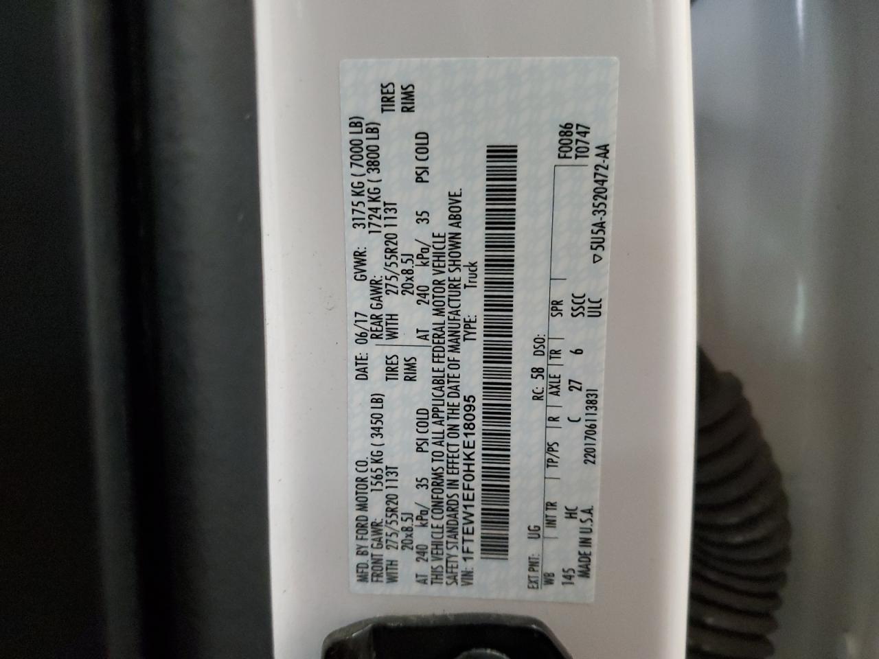 1FTEW1EF0HKE18095 2017 Ford F150 Supercrew