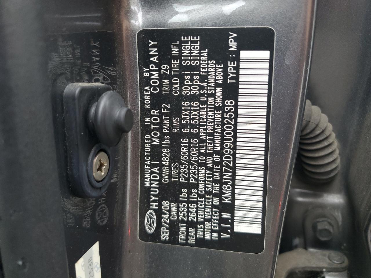 KM8JN72D99U002538 2009 Hyundai Tucson Se