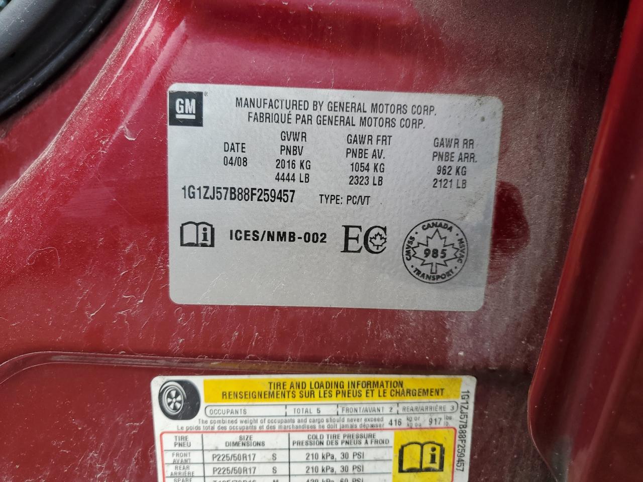 1G1ZJ57B88F259457 2008 Chevrolet Malibu 2Lt