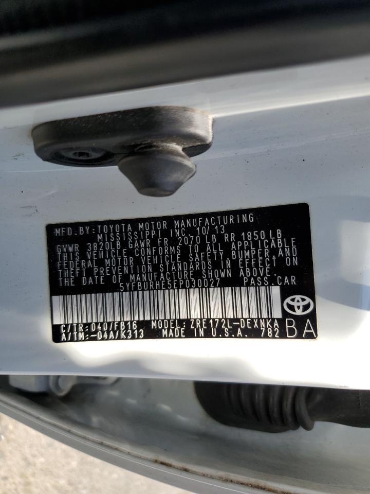 5YFBURHE5EP030027 2014 Toyota Corolla L