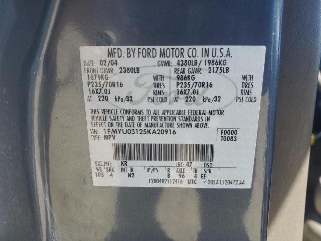 2005 Ford Escape Xlt VIN: 1FMYU03125KA20916 Lot: 53377544