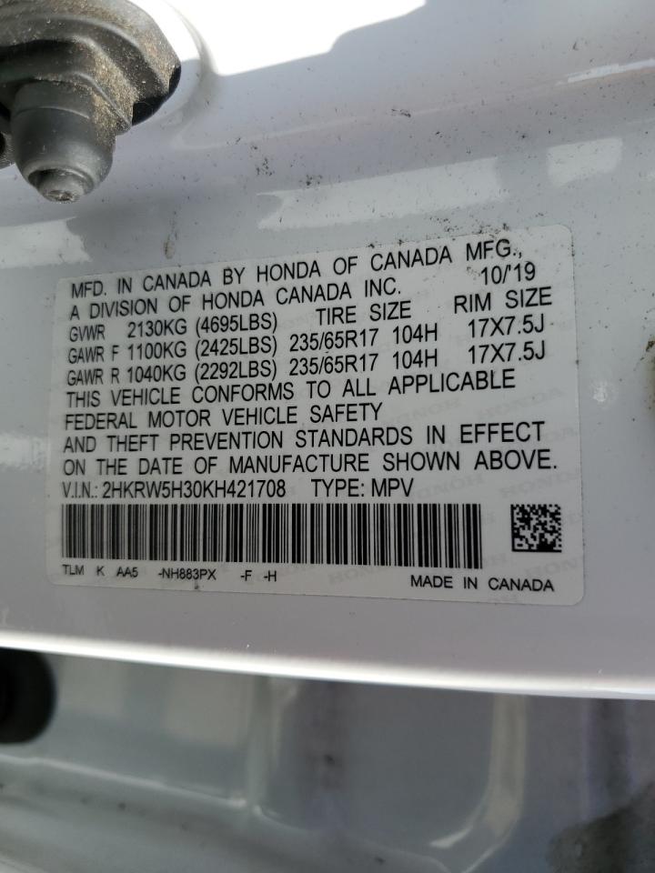 2HKRW5H30KH421708 2019 Honda Cr-V Lx