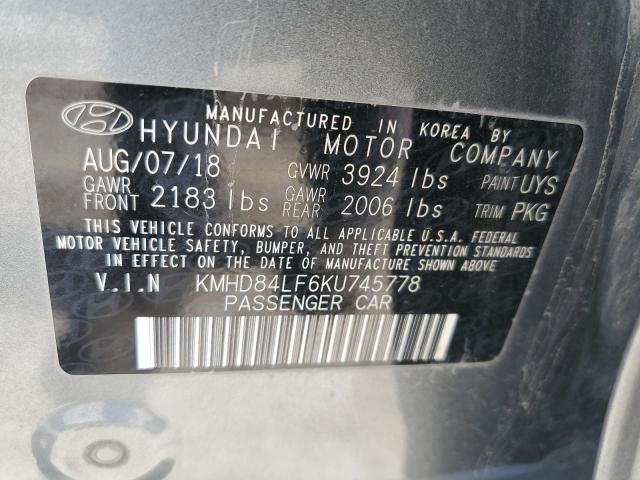 2019 Hyundai Elantra Sel VIN: KMHD84LF6KU745778 Lot: 56688194