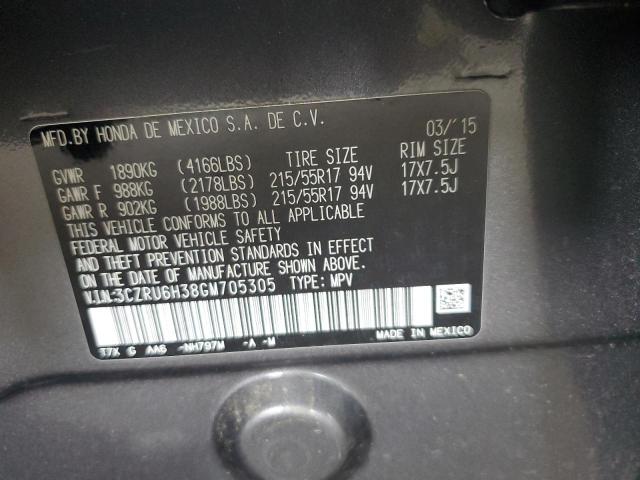 2016 Honda Hr-V Lx VIN: 3CZRU6H38GM705305 Lot: 55421314