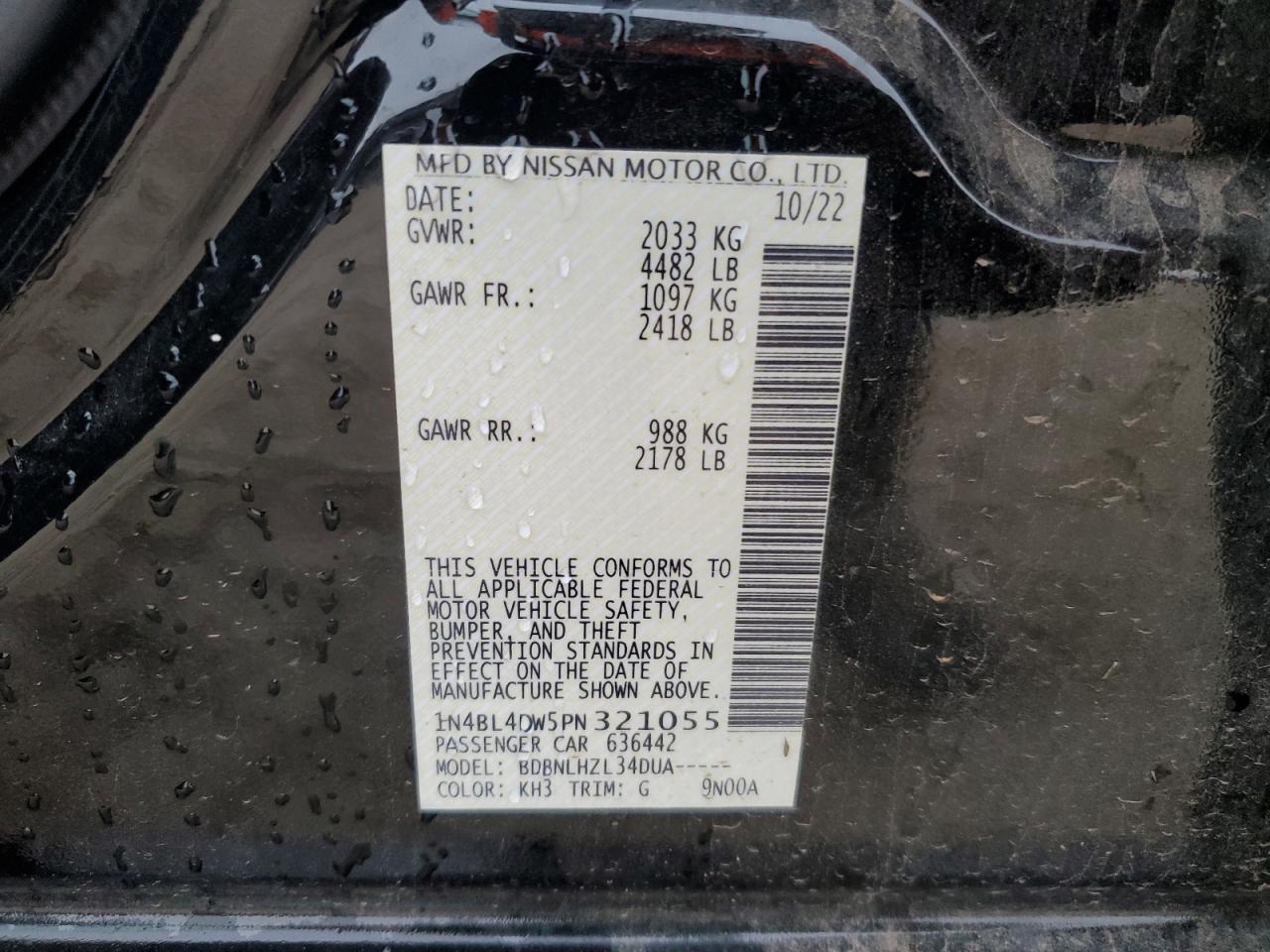 1N4BL4DW5PN321055 2023 Nissan Altima Sv