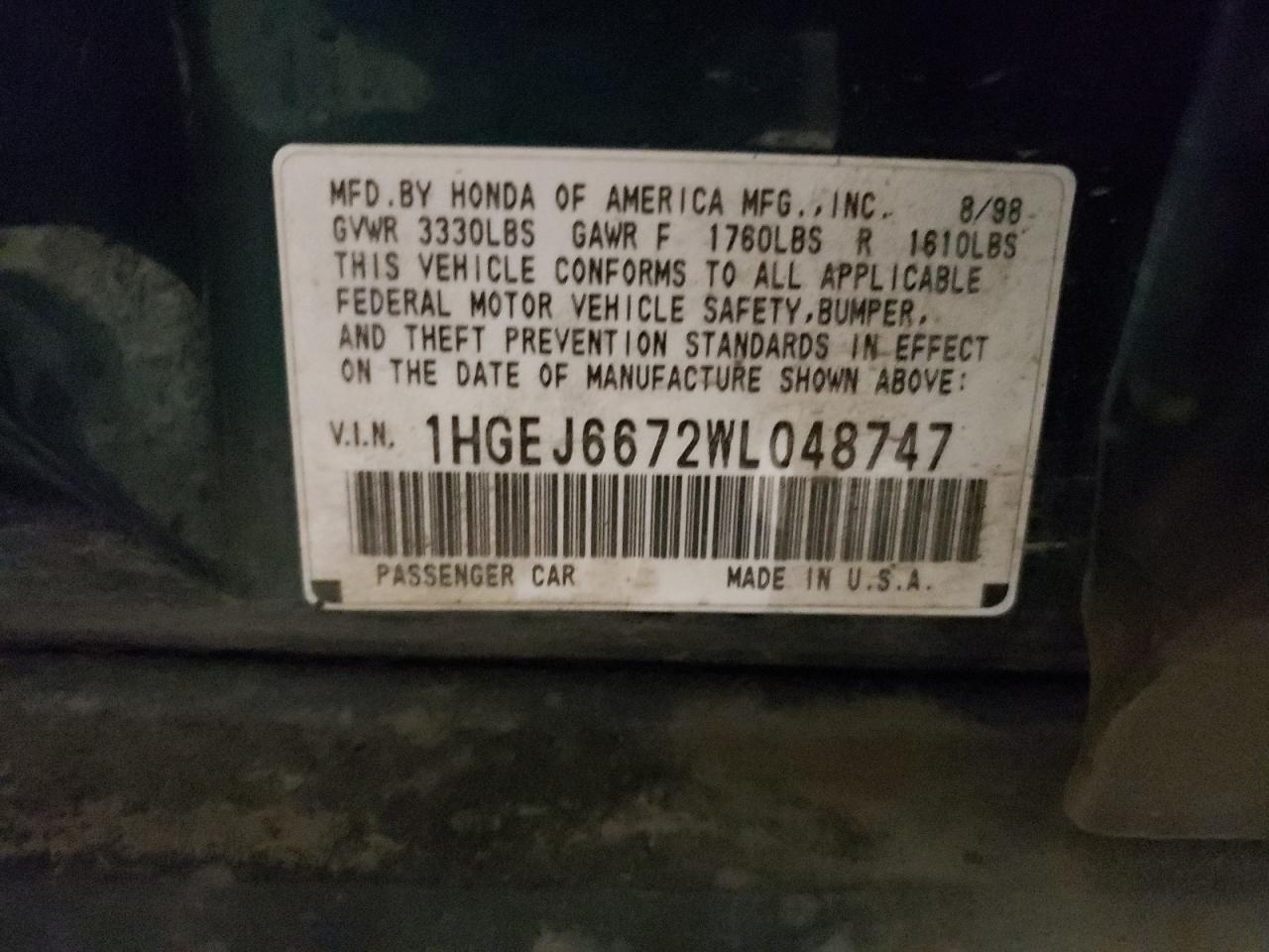 1HGEJ6672WL048747 1998 Honda Civic Lx