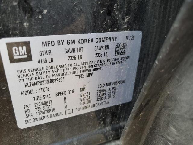 2021 Chevrolet Trailblazer Lt VIN: KL79MPS23MB089234 Lot: 56523984