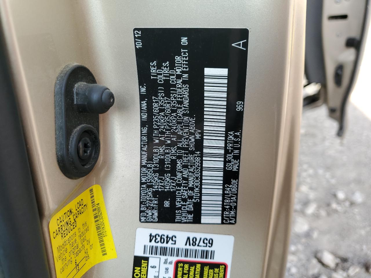 5TDYK3DC3DS299814 2013 Toyota Sienna Xle