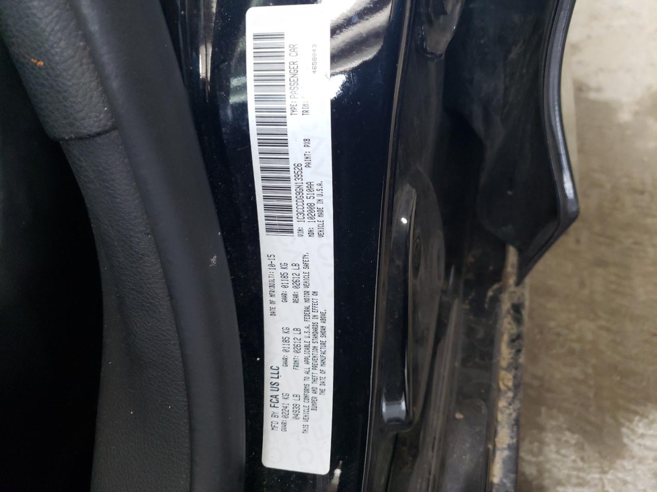 1C3CCCDG9GN139526 2016 Chrysler 200 S