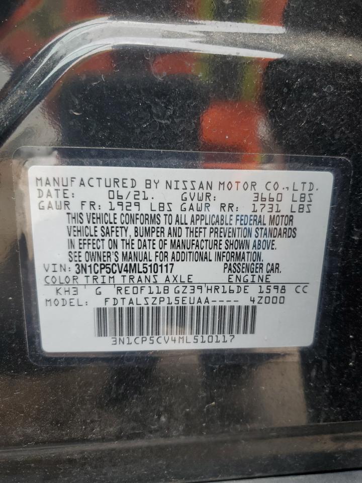 3N1CP5CV4ML510117 2021 Nissan Kicks Sv