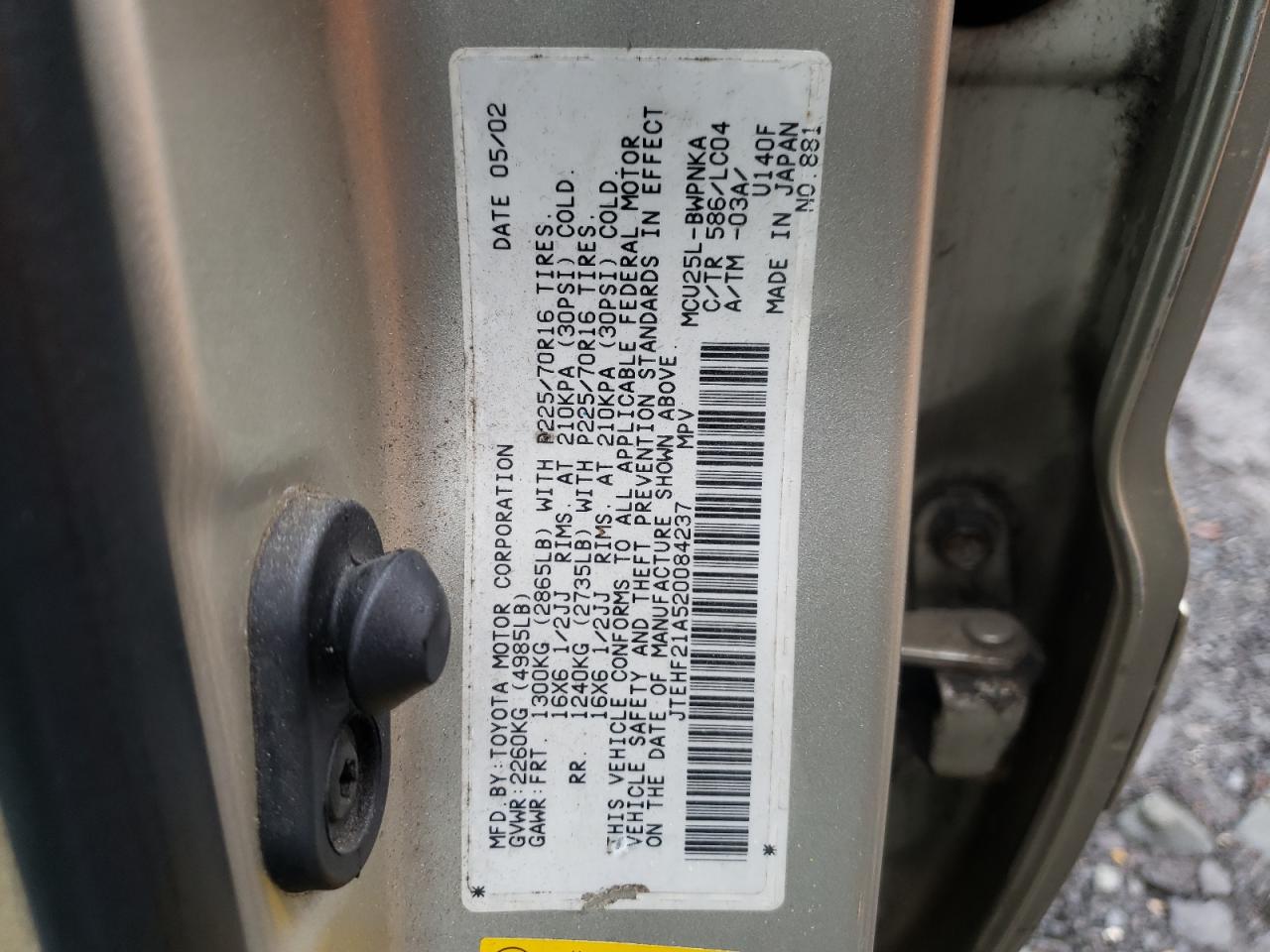JTEHF21A520084237 2002 Toyota Highlander Limited