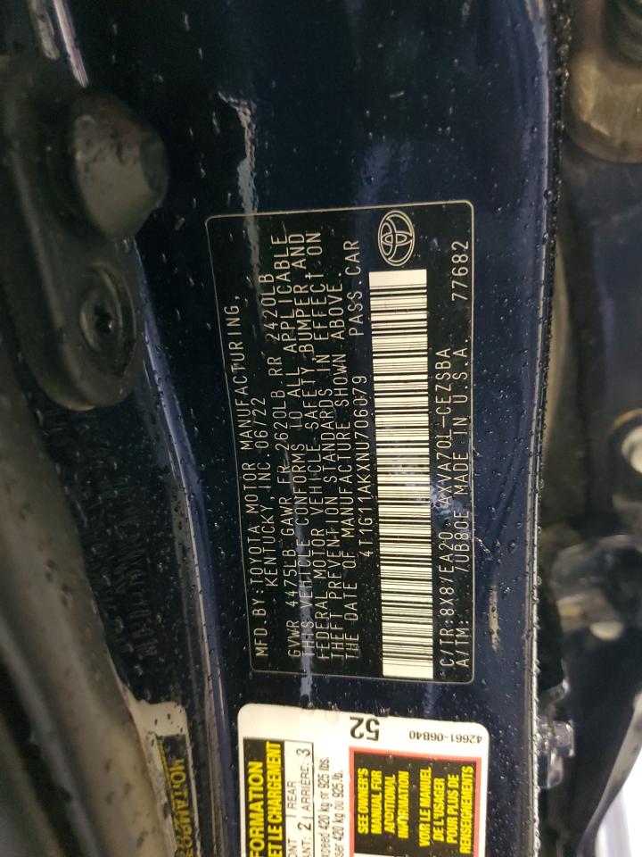 4T1G11AKXNU706079 2022 Toyota Camry Se