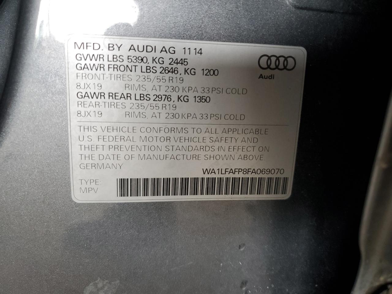 WA1LFAFP8FA069070 2015 Audi Q5 Premium Plus