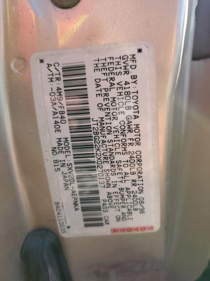 JT2BG22K2X0270137 1999 Toyota Camry Le