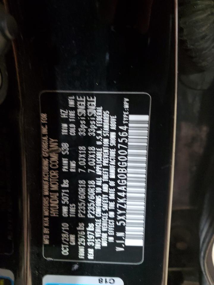 5XYZK4AG0BG007564 2011 Hyundai Santa Fe Limited