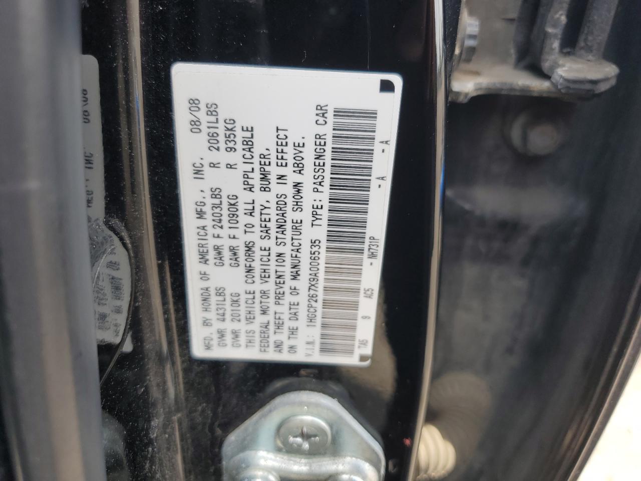 1HGCP267X9A006535 2009 Honda Accord Ex