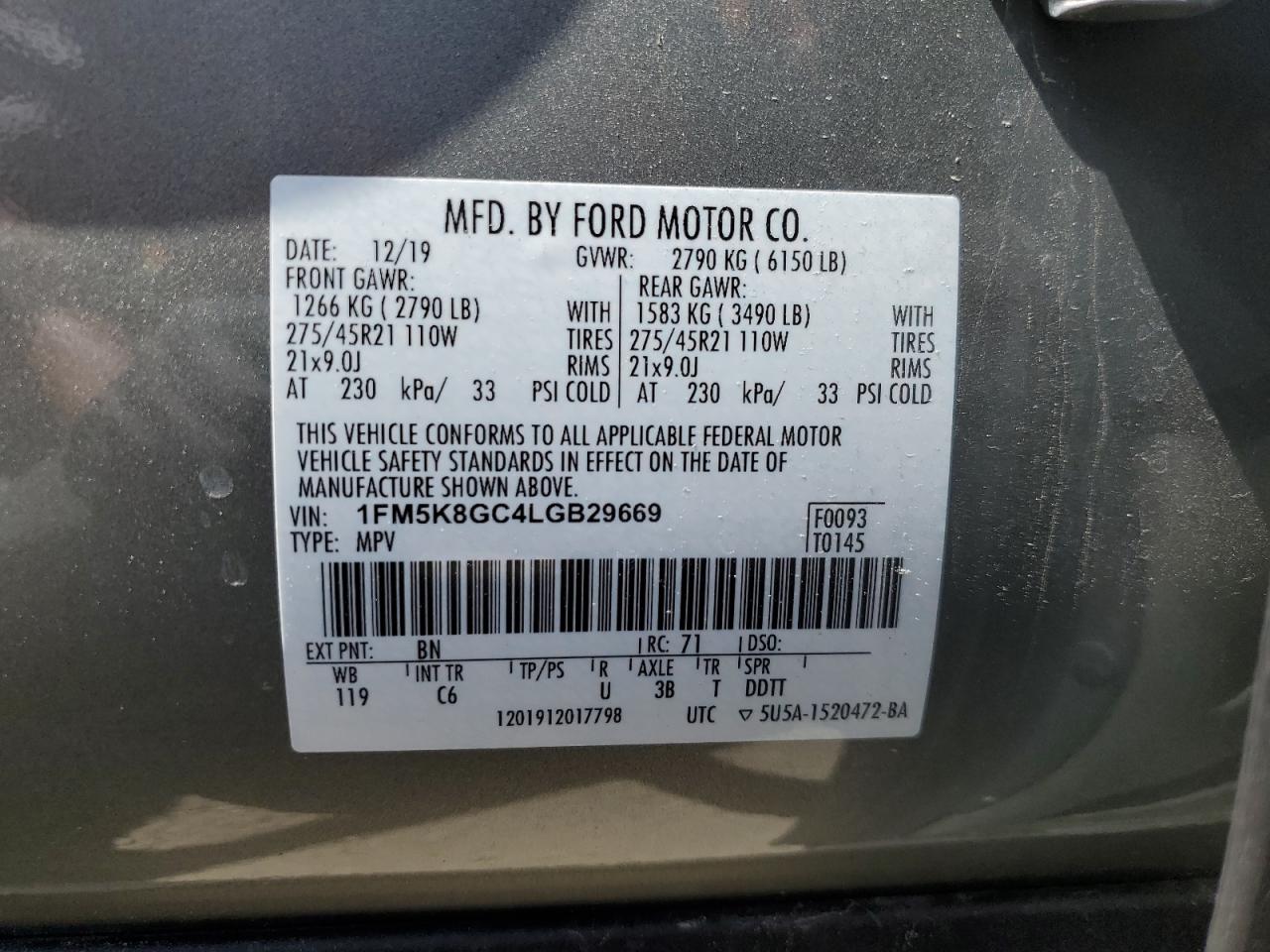 1FM5K8GC4LGB29669 2020 Ford Explorer St