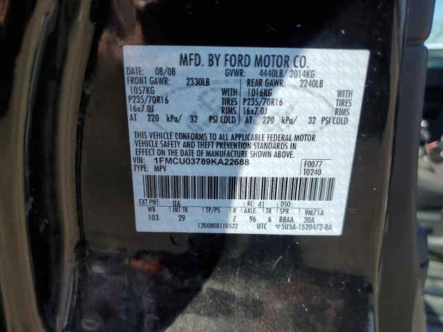 2009 Ford Escape Xlt VIN: 1FMCU03789KA22688 Lot: 55108564