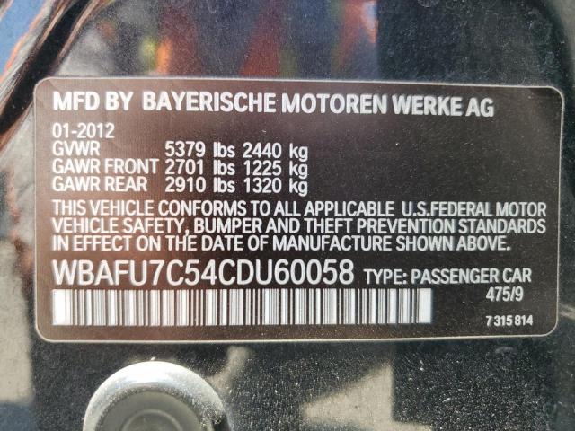 2012 BMW 535 Xi VIN: WBAFU7C54CDU60058 Lot: 54812104