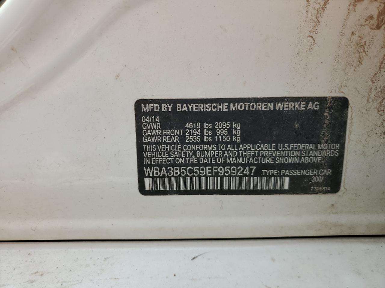 WBA3B5C59EF959247 2014 BMW 328 Xi Sulev