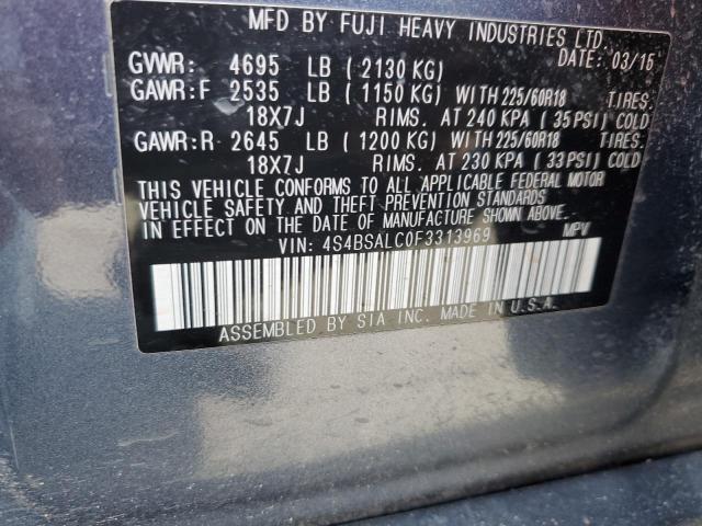 2015 Subaru Outback 2.5I Limited VIN: 4S4BSALC0F3313969 Lot: 56351934