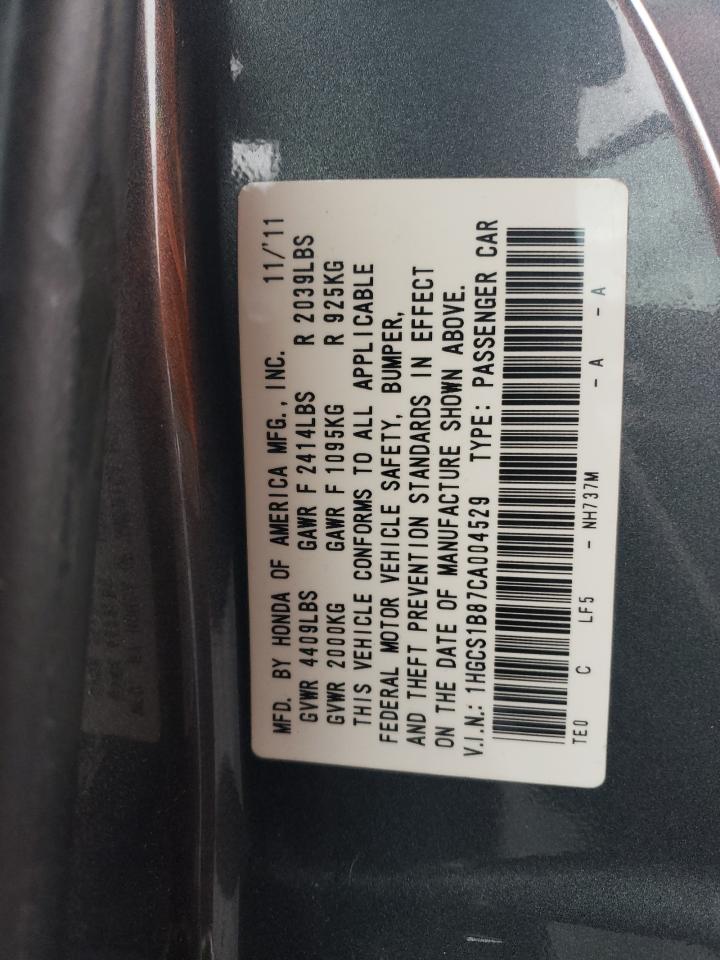 1HGCS1B87CA004529 2012 Honda Accord Exl