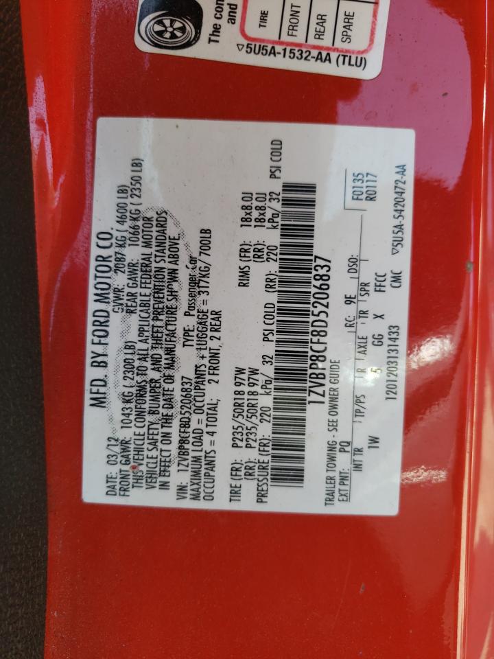 1ZVBP8CF8D5206837 2013 Ford Mustang Gt