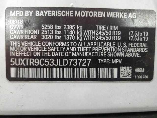 2018 BMW X3 xDrive30I VIN: 5UXTR9C53JLD73727 Lot: 55486294