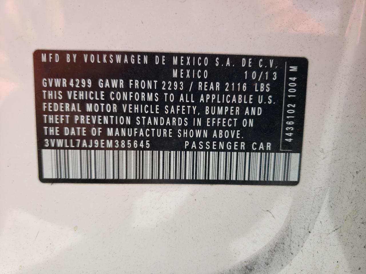 3VWLL7AJ9EM385645 2014 Volkswagen Jetta Tdi