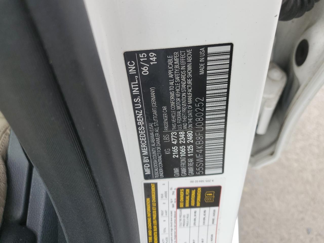 55SWF4KB8FU080252 2015 Mercedes-Benz C 300 4Matic