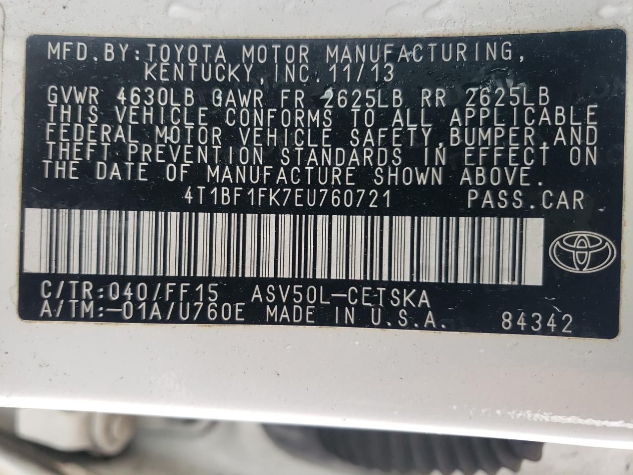 4T1BF1FK7EU760721 2014 Toyota Camry L