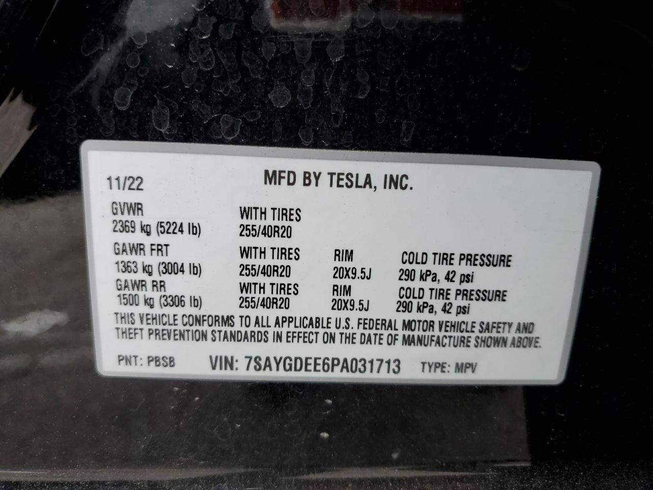 7SAYGDEE6PA031713 2023 Tesla Model Y