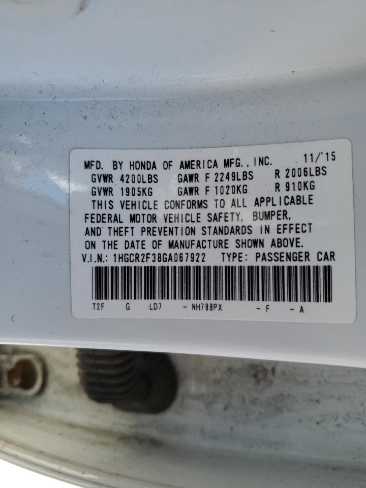 1HGCR2F38GA067922 2016 Honda Accord Lx