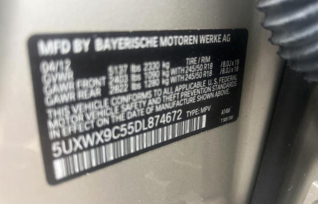 2013 BMW X3 xDrive28I VIN: 5UXWX9C55DL874672 Lot: 57346734