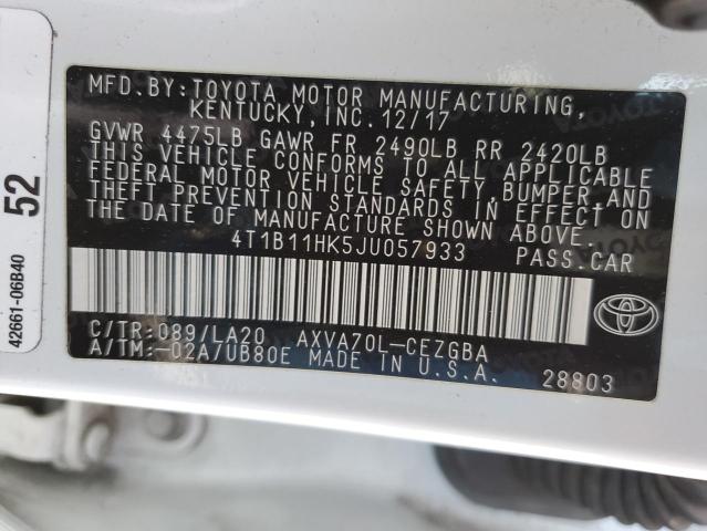 2018 Toyota Camry L VIN: 4T1B11HK5JU057933 Lot: 53860264