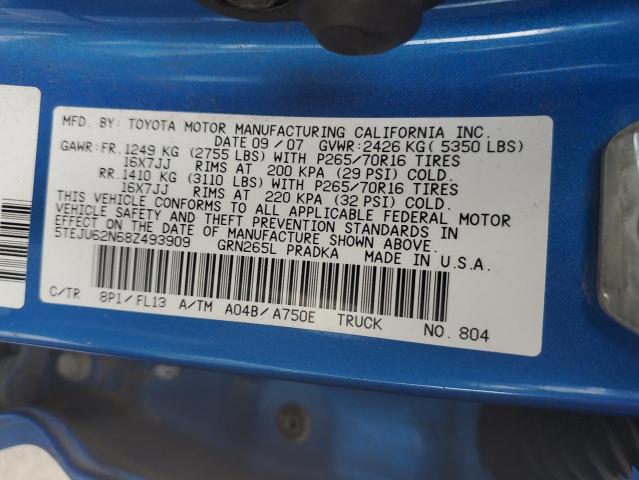 2008 Toyota Tacoma Double Cab Prerunner VIN: 5TEJU62N68Z493909 Lot: 55168324