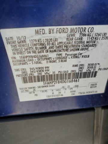 2013 Ford Taurus Limited VIN: 1FAHP2F84DG168461 Lot: 55422584