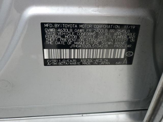 2020 Lexus Is 300 F-Sport VIN: JTHGA1D20L5104278 Lot: 54982914