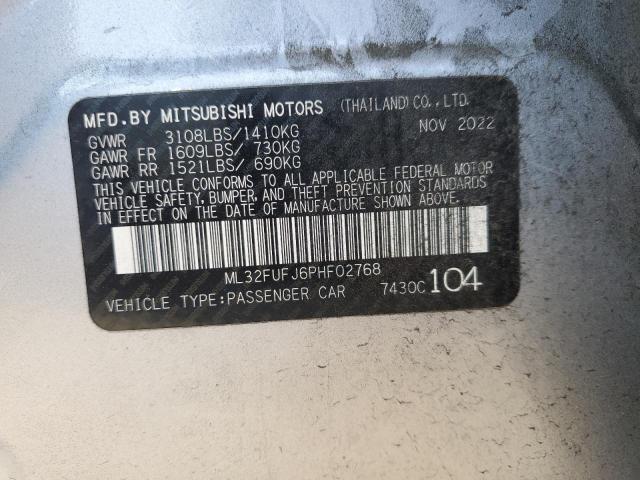 2023 Mitsubishi Mirage G4 Es VIN: ML32FUFJ6PHF02768 Lot: 54268184