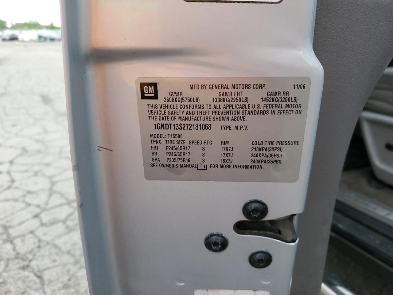 1GNDT13S272181068 2007 Chevrolet Trailblazer Ls